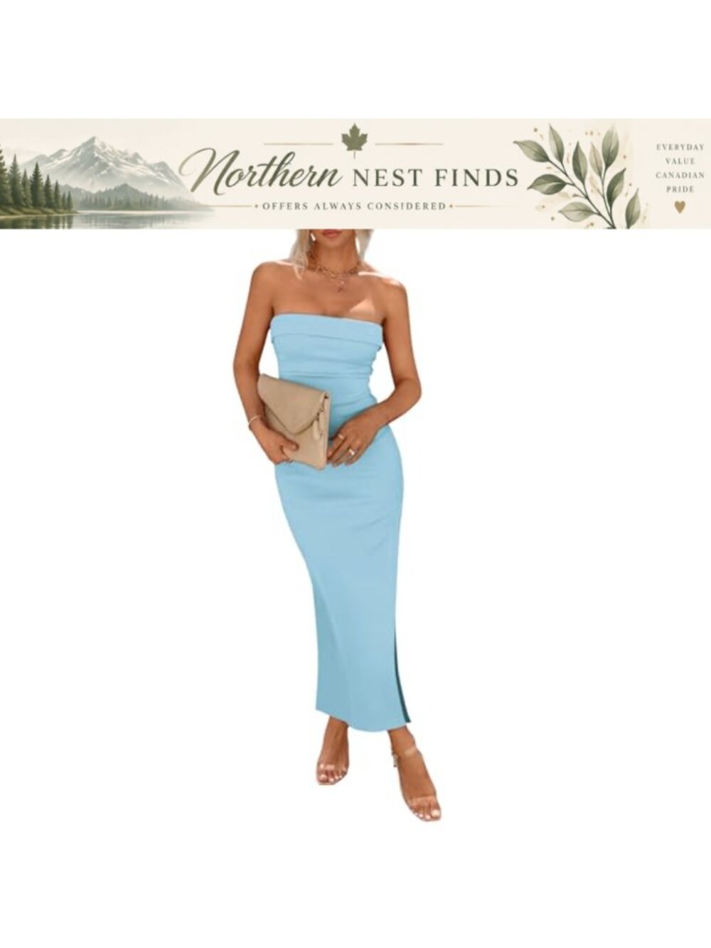 PRETTYGARDEN Women's Summer Strapless Cocktail Maxi Dress Ribbed Knit Bodycon